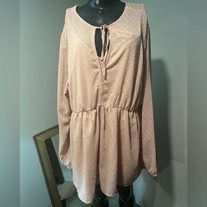 Blush Pink Torrid Plus Size Long Sleeve Blouse